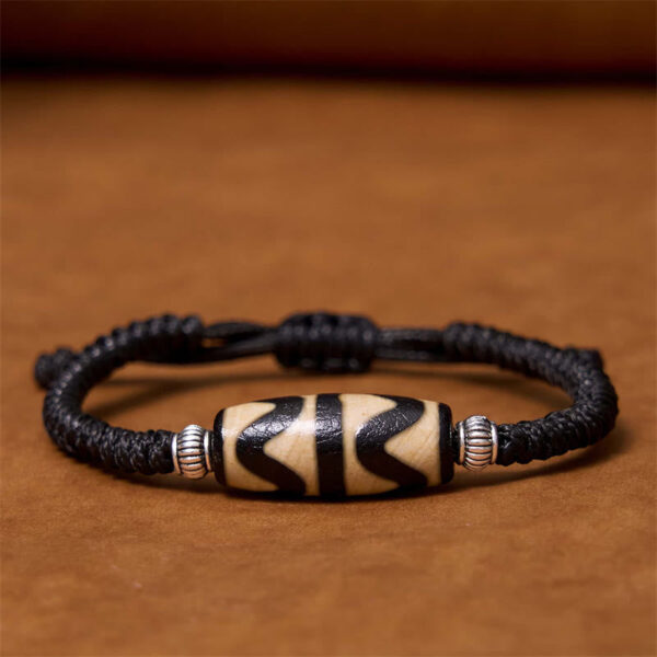 Tibetan Nine-Eye Dzi Bead Three-eyed Dzi Bead Wealth Protection Rope Bracelet - 图片 25