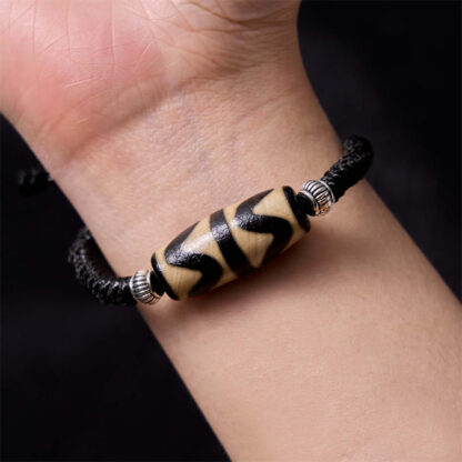 Tibetan Nine-Eye Dzi Bead Three-eyed Dzi Bead Wealth Protection Rope Bracelet - 图片 27