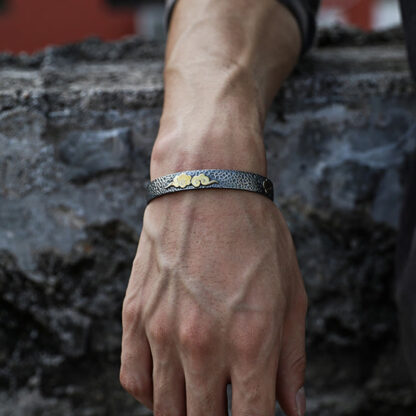 Retro 999 Sterling Silver Heart Sutra Auspicious Cloud Wealth Cuff Bracelet Bangle - 图片 6