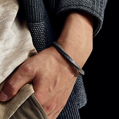 Retro 999 Sterling Silver Möbius Loop Eternal Love Cuff Bracelet Bangle - 图片 6