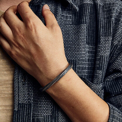 Retro 999 Sterling Silver Möbius Loop Eternal Love Cuff Bracelet Bangle - 图片 7