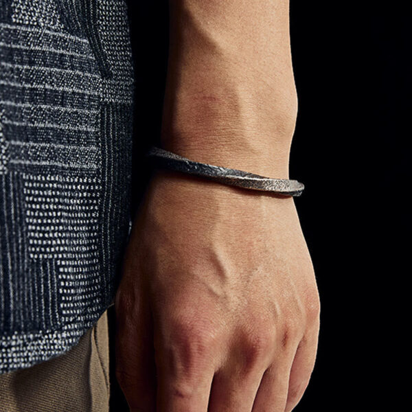 Retro 999 Sterling Silver Möbius Loop Eternal Love Cuff Bracelet Bangle - 图片 8