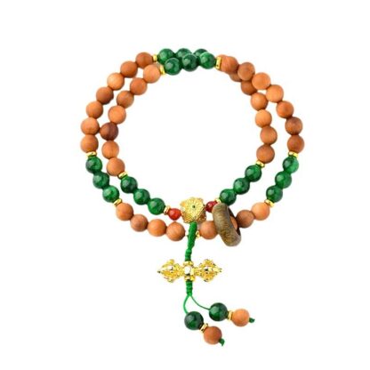 Sandalwood Wood Bead Tibet Dorje Vajra  Double Twisted Design Protection Healing Bracelet - 图片 7