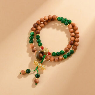 Sandalwood Wood Bead Tibet Dorje Vajra  Double Twisted Design Protection Healing Bracelet