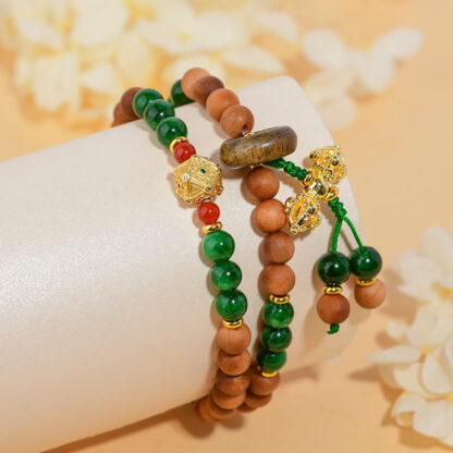 Sandalwood Wood Bead Tibet Dorje Vajra  Double Twisted Design Protection Healing Bracelet - 图片 4