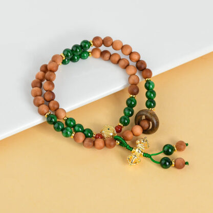 Sandalwood Wood Bead Tibet Dorje Vajra  Double Twisted Design Protection Healing Bracelet - 图片 3