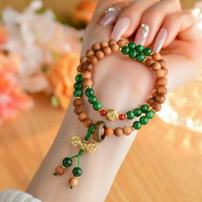 Sandalwood Wood Bead Tibet Dorje Vajra  Double Twisted Design Protection Healing Bracelet - 图片 5