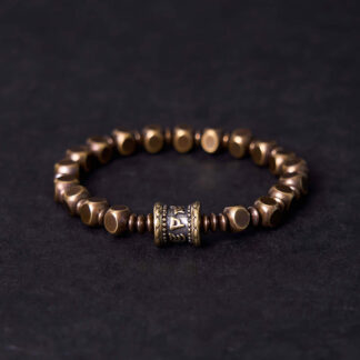 Tibetan Om Mani Padme Hum Carved Copper Brass Amulet Focus Bracelet