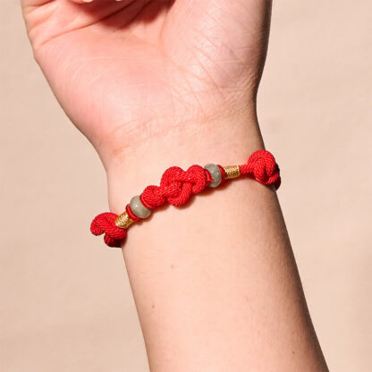 Red String Jade Luck Fortune Knot Braided Couple Bracelet - 图片 6