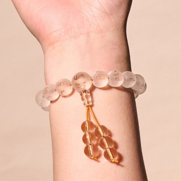 Tibet White Crystal Black Onyx Om Mani Padme Hum Meditation Bracelet - 图片 4