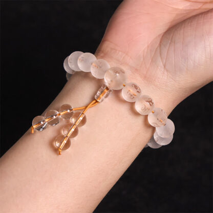 Tibet White Crystal Black Onyx Om Mani Padme Hum Meditation Bracelet - 图片 4