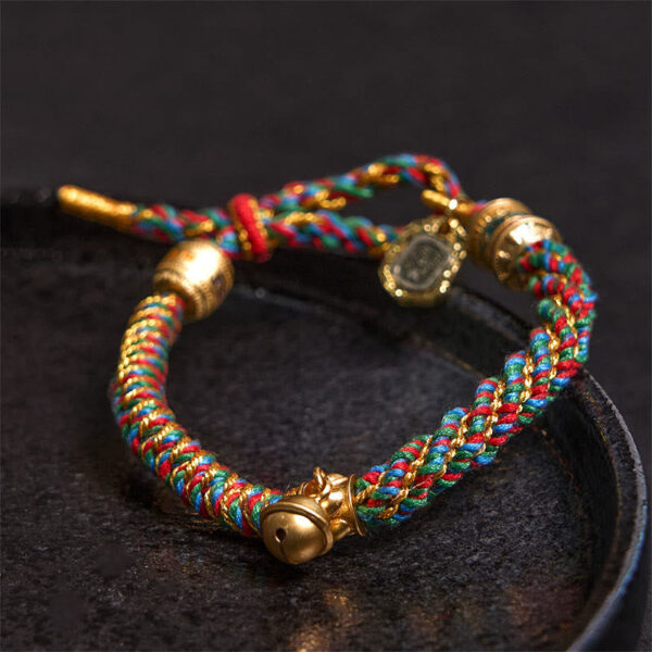 Tibetan Om Mani Padme Hum Carved Zakiram Goddess of Wealth Charm Amulet Bracelet - 图片 2
