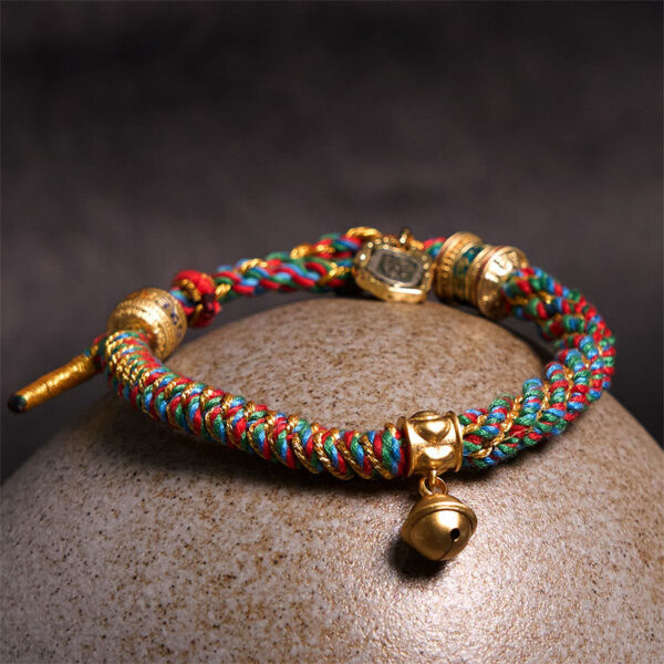 Tibetan Om Mani Padme Hum Carved Zakiram Goddess of Wealth Charm Amulet Bracelet - 图片 3