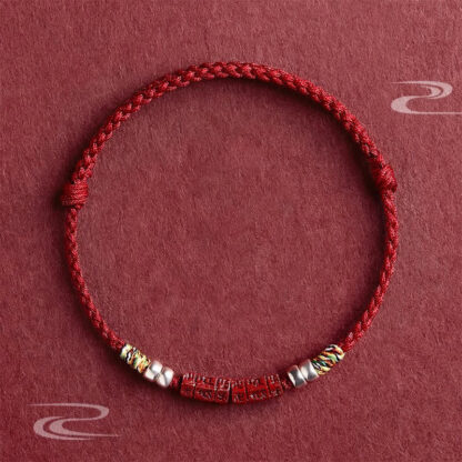 925 Sterling Silver Om Mani Padme Hum Cinnabar Blessing Child Adult Bracelet