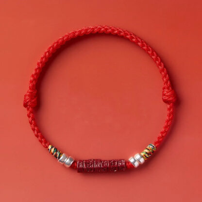 925 Sterling Silver Om Mani Padme Hum Cinnabar Blessing Child Adult Bracelet - 图片 12