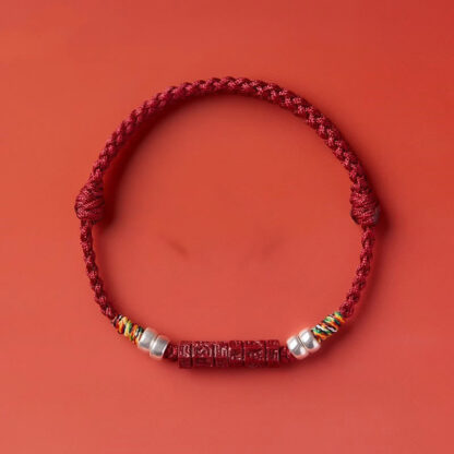 925 Sterling Silver Om Mani Padme Hum Cinnabar Blessing Child Adult Bracelet - 图片 13