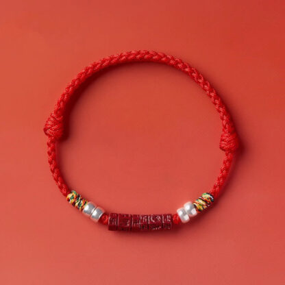 925 Sterling Silver Om Mani Padme Hum Cinnabar Blessing Child Adult Bracelet - 图片 15
