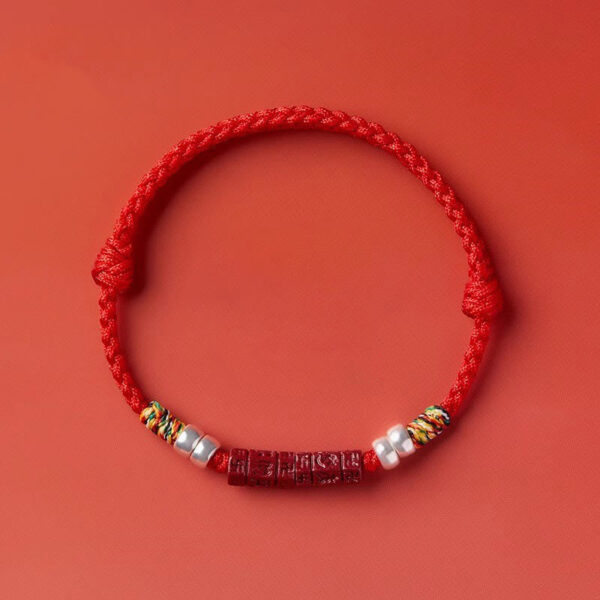 925 Sterling Silver Om Mani Padme Hum Cinnabar Blessing Child Adult Bracelet - 图片 15