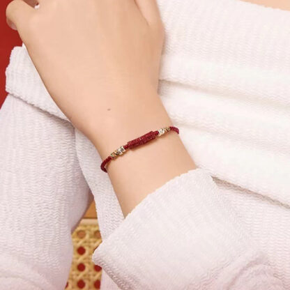 925 Sterling Silver Om Mani Padme Hum Cinnabar Blessing Child Adult Bracelet - 图片 5