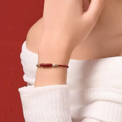 925 Sterling Silver Om Mani Padme Hum Cinnabar Blessing Child Adult Bracelet - 图片 8