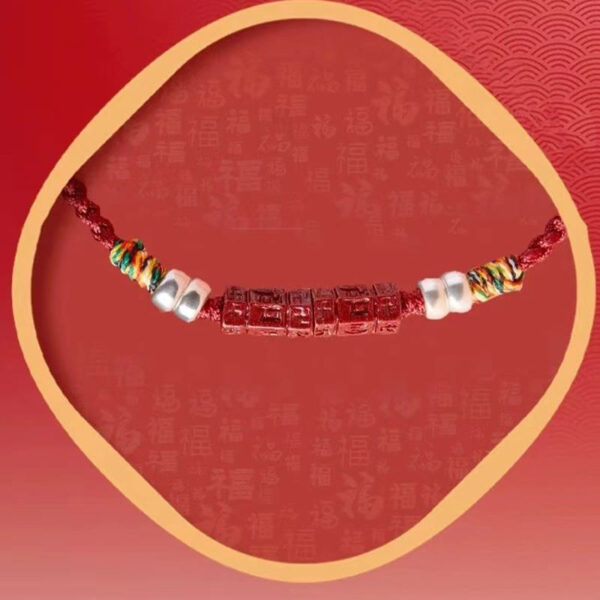 925 Sterling Silver Om Mani Padme Hum Cinnabar Blessing Child Adult Bracelet - 图片 10