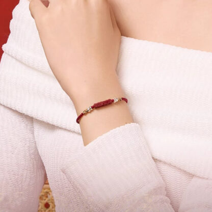 925 Sterling Silver Om Mani Padme Hum Cinnabar Blessing Child Adult Bracelet - 图片 7