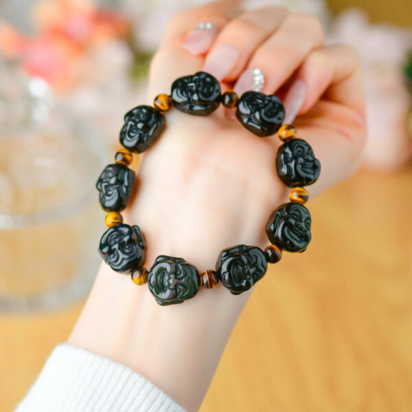 Rainbow Obsidian Laughing Buddha Positive Transformation Bracelet
