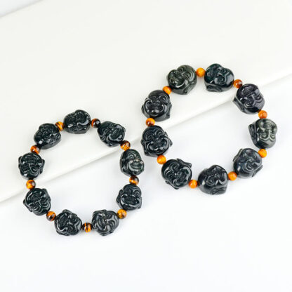 Rainbow Obsidian Laughing Buddha Positive Transformation Bracelet - 图片 10