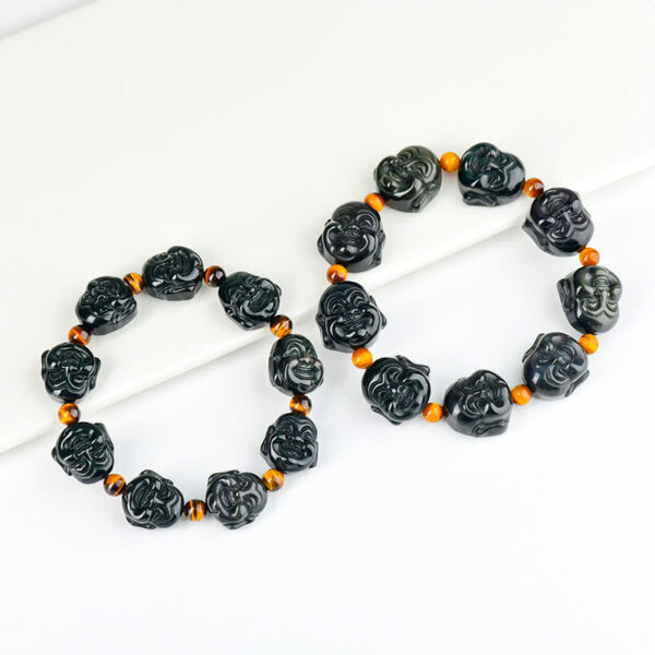 Rainbow Obsidian Laughing Buddha Positive Transformation Bracelet - 图片 10