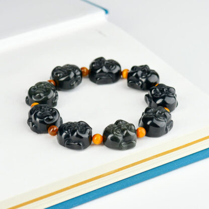 Rainbow Obsidian Laughing Buddha Positive Transformation Bracelet - 图片 2