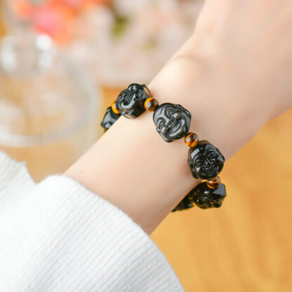 Rainbow Obsidian Laughing Buddha Positive Transformation Bracelet - 图片 7