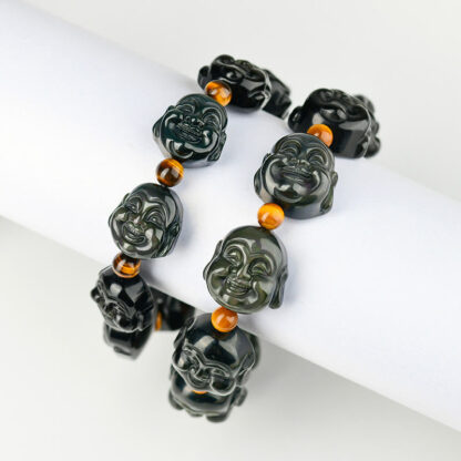 Rainbow Obsidian Laughing Buddha Positive Transformation Bracelet - 图片 9