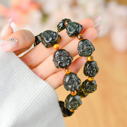 Rainbow Obsidian Laughing Buddha Positive Transformation Bracelet - 图片 8