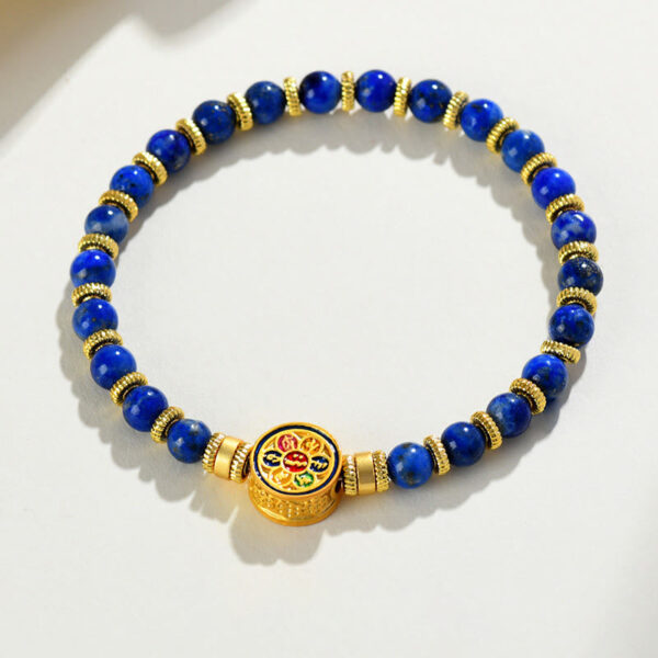 Natural Lazurite Om Mani Padme Hum Bead Balance Bracelet - 图片 8
