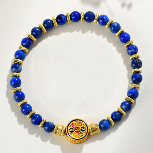 Natural Lazurite Om Mani Padme Hum Bead Balance Bracelet - 图片 3