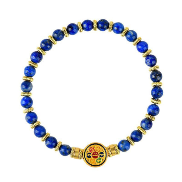 Natural Lazurite Om Mani Padme Hum Bead Balance Bracelet - 图片 7