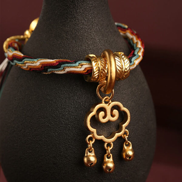 Handmade Dunhuang Color Deer Auspicious Cloud Peace Lock Bell Healing Reincarnation Knot Bracelet - 图片 4