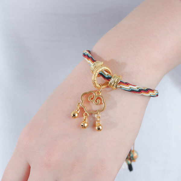 Handmade Dunhuang Color Deer Auspicious Cloud Peace Lock Bell Healing Reincarnation Knot Bracelet - 图片 6