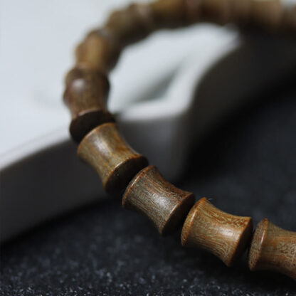 Tibetan Nine-Eye Dzi Bead Green Sandalwood Peace Bracelet - 图片 10