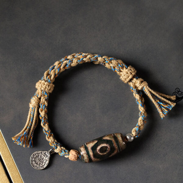 Buddha Stones Tibetan Dzi Bead Wealth  Protection Braided Bracelet - 图片 3