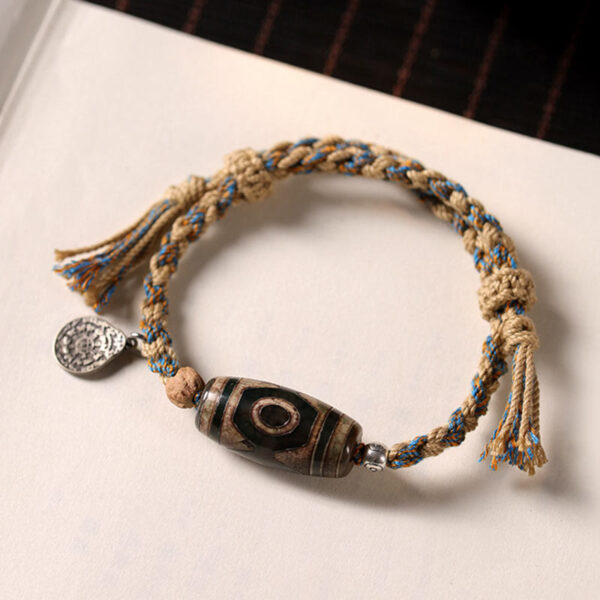 Buddha Stones Tibetan Dzi Bead Wealth  Protection Braided Bracelet - 图片 2