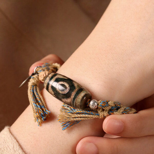 Buddha Stones Tibetan Dzi Bead Wealth  Protection Braided Bracelet - 图片 5