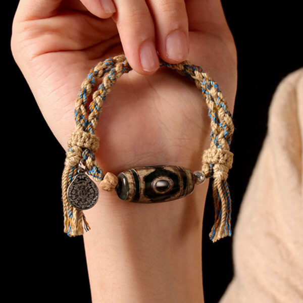 Buddha Stones Tibetan Dzi Bead Wealth  Protection Braided Bracelet - 图片 10