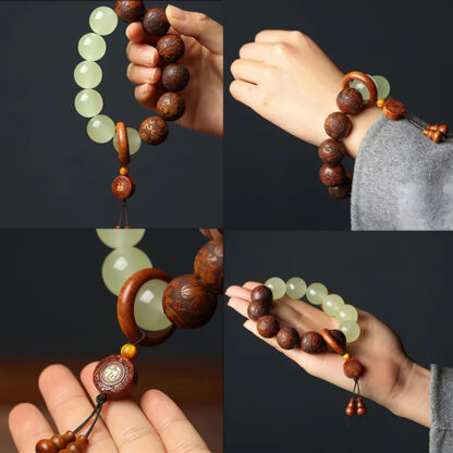 Sappan Wood Engraving Pixiu Fu Character Cure Bracelet - 图片 6