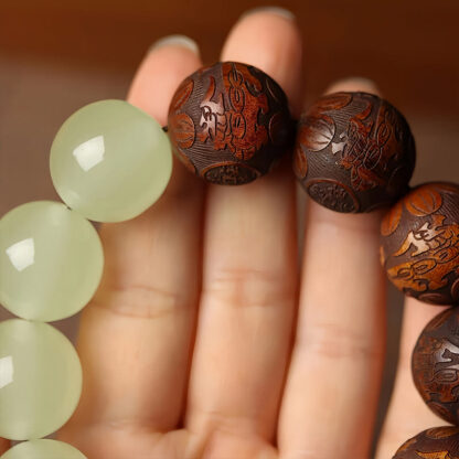 Sappan Wood Engraving Pixiu Fu Character Cure Bracelet - 图片 4