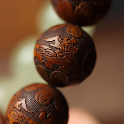 Sappan Wood Engraving Pixiu Fu Character Cure Bracelet - 图片 7