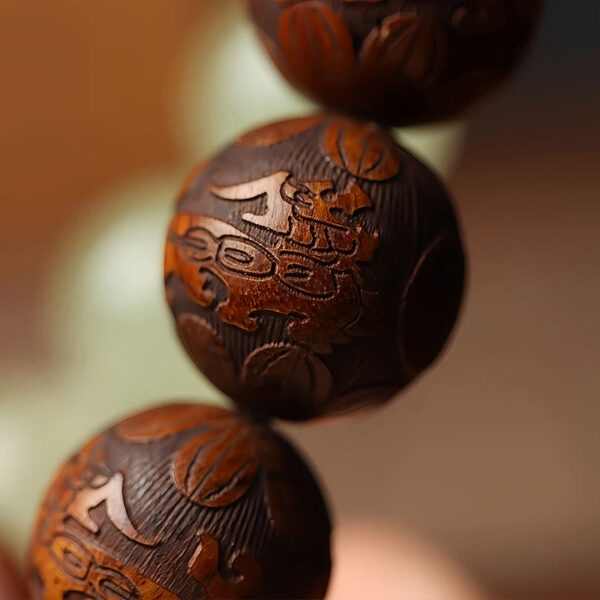 Sappan Wood Engraving Pixiu Fu Character Cure Bracelet - 图片 7