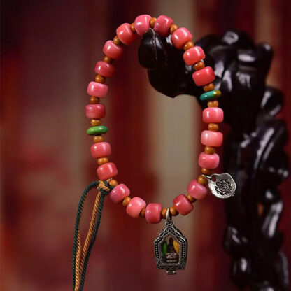 Tibetan Camel Bone Red Agate Luck Bracelet - 图片 3