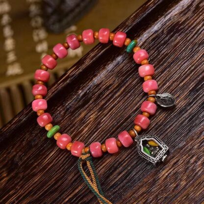 Tibetan Camel Bone Red Agate Luck Bracelet - 图片 2