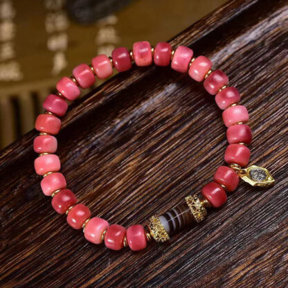 Tibetan Camel Bone Red Agate Luck Bracelet - 图片 4